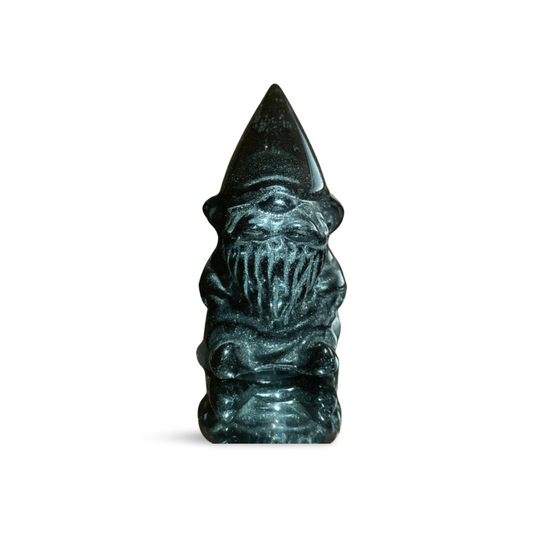 GOLD SHEEN OBSIDIAN GNOME CARVING