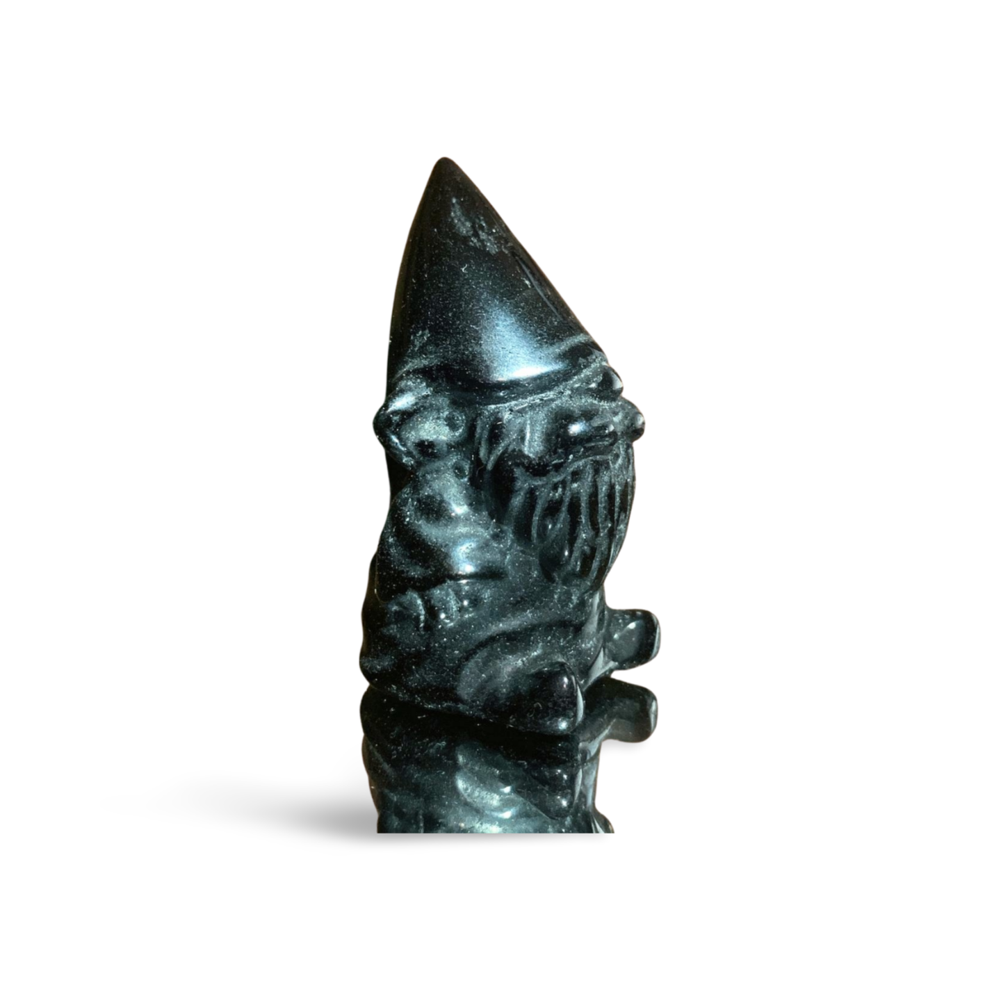 GOLD SHEEN OBSIDIAN GNOME CARVING