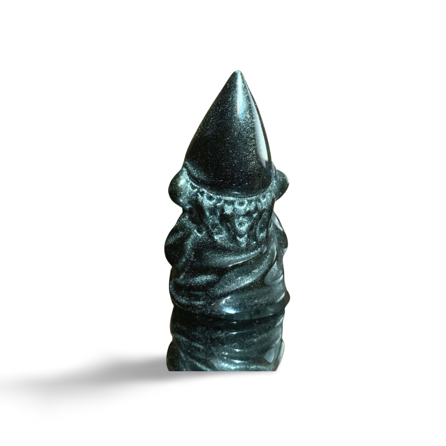 GOLD SHEEN OBSIDIAN GNOME CARVING