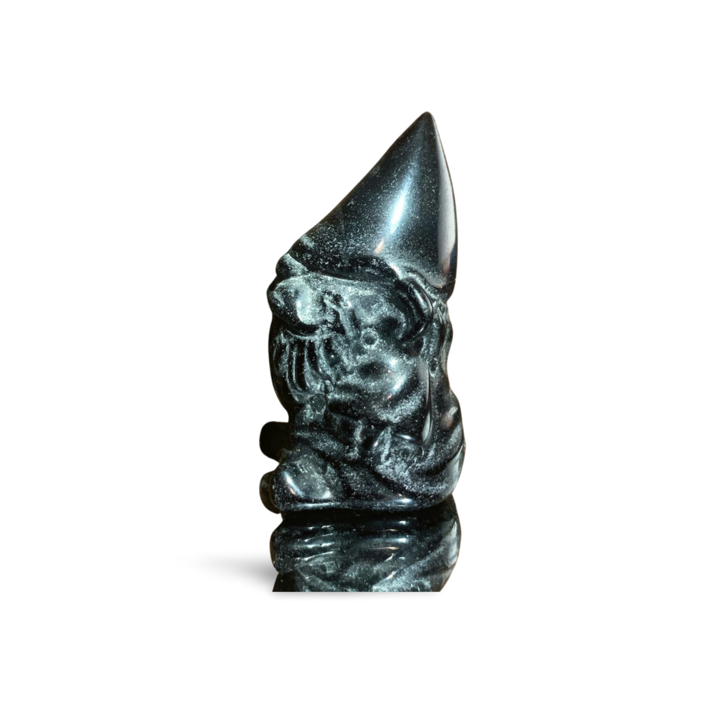 GOLD SHEEN OBSIDIAN GNOME CARVING