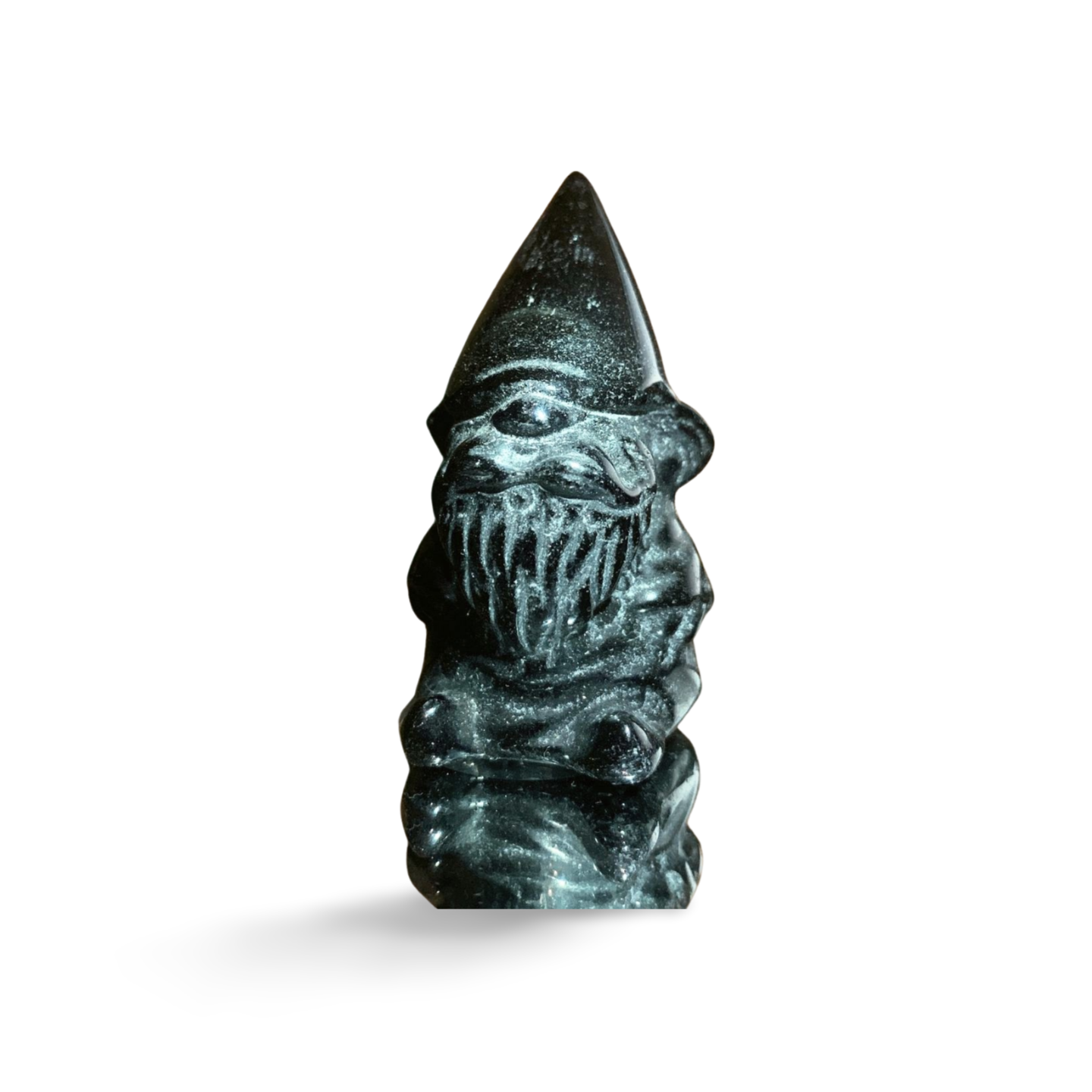 GOLD SHEEN OBSIDIAN GNOME CARVING