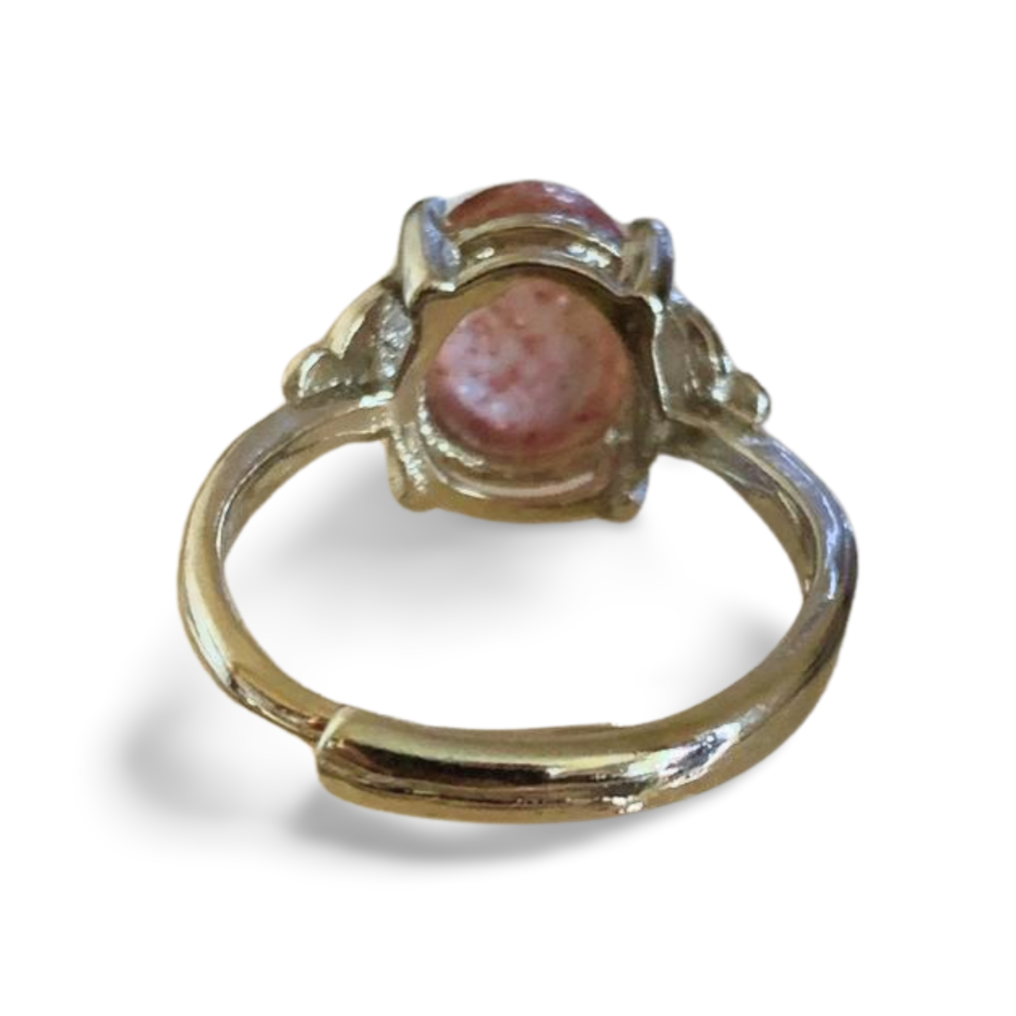 STRAWBERRY QUARTZ SILVER PLATED ADJUSTABLE RING