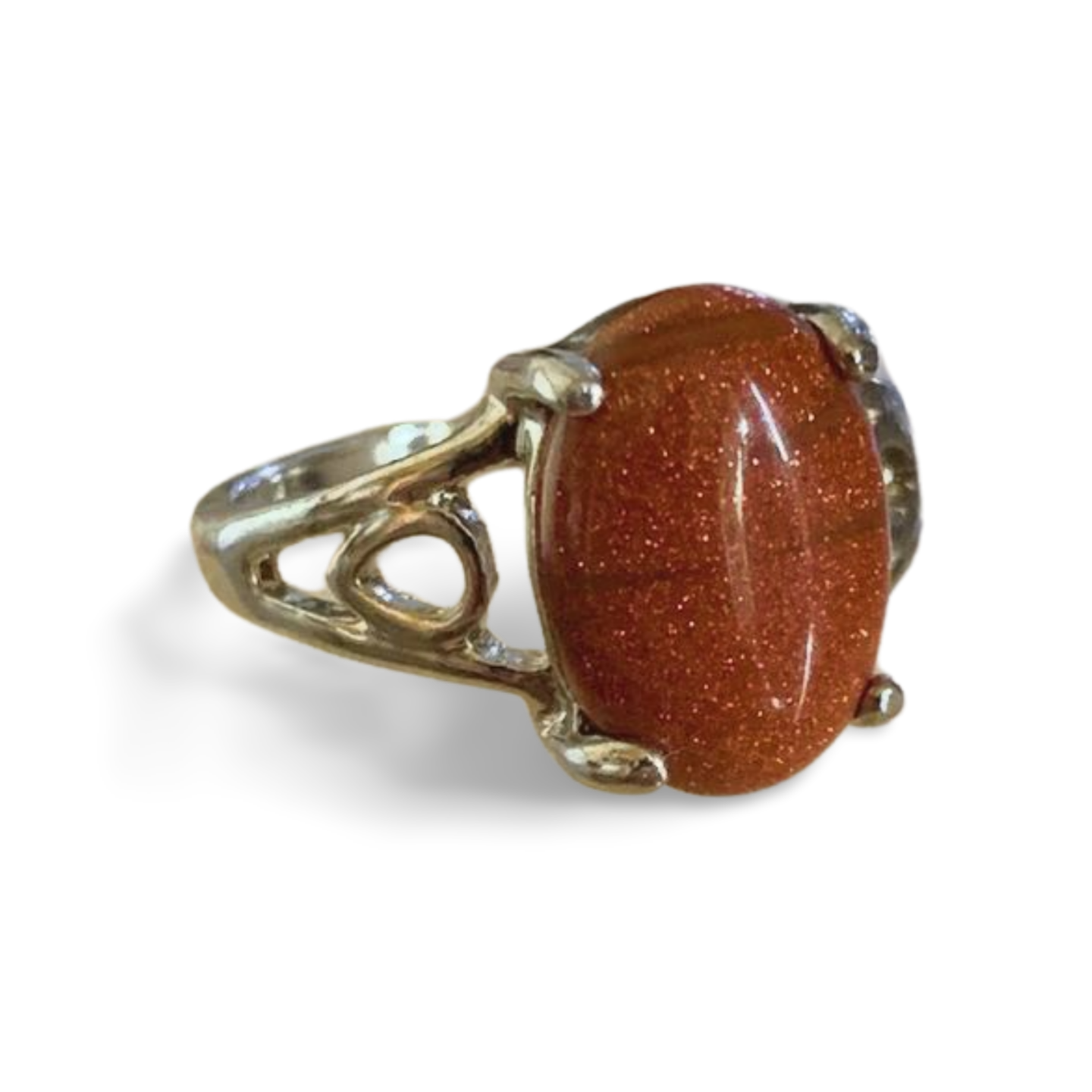 GOLDSTONE SILVER PLATED RING 'R'