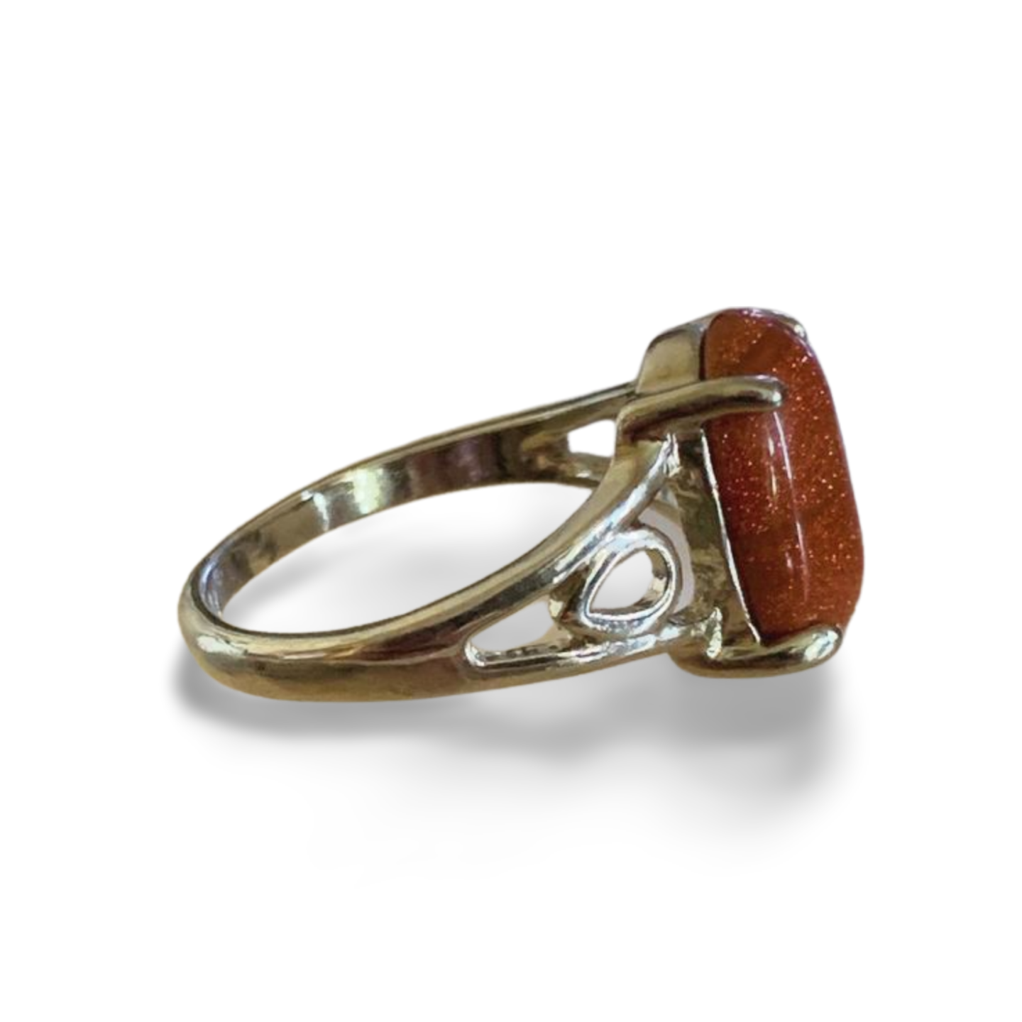 GOLDSTONE SILVER PLATED RING 'R'