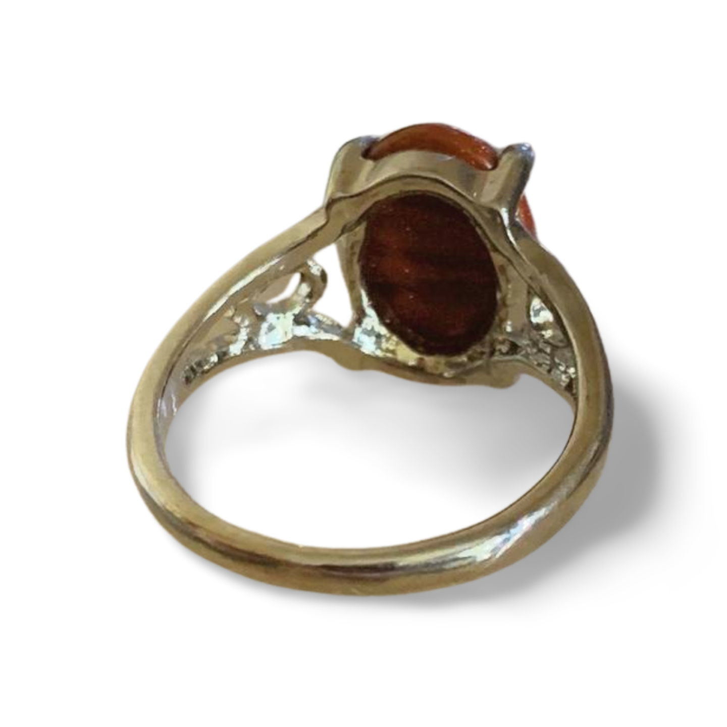 GOLDSTONE SILVER PLATED RING 'R'