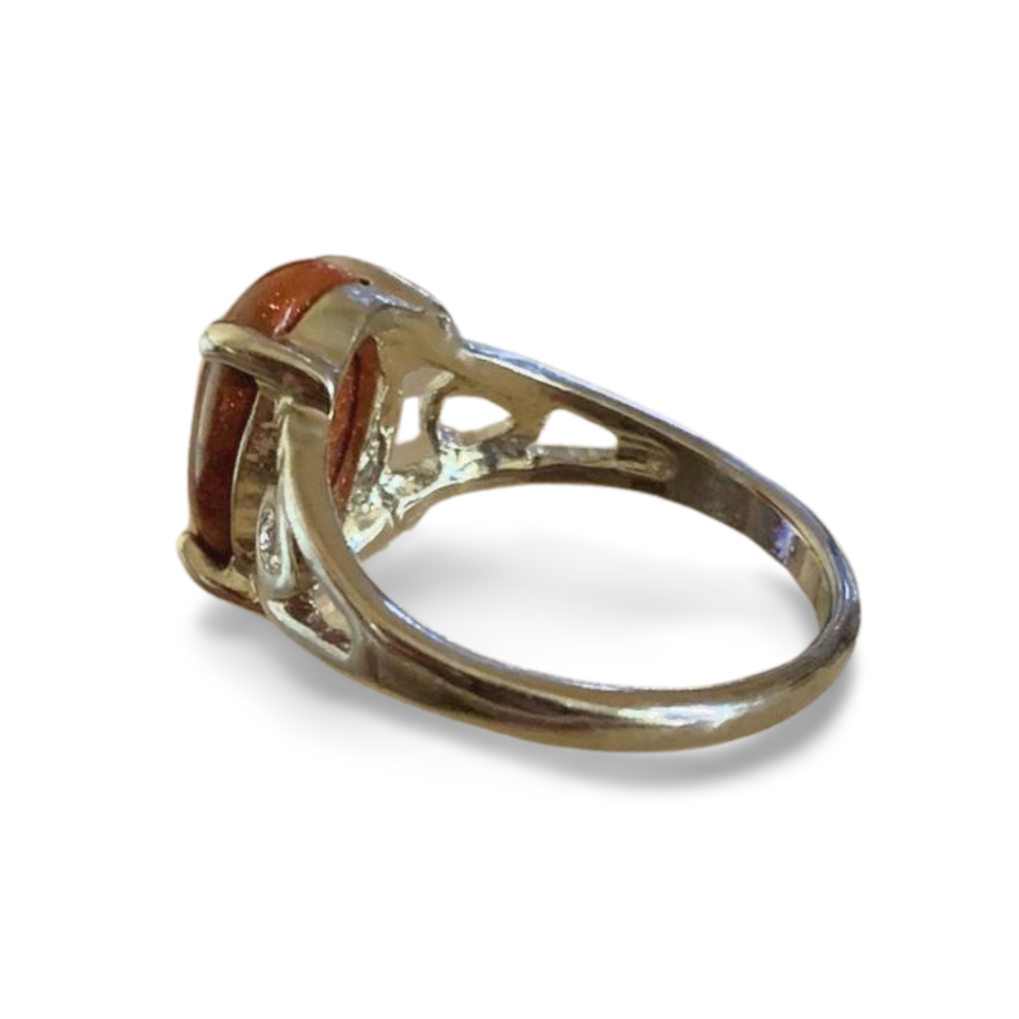 GOLDSTONE SILVER PLATED RING 'R'