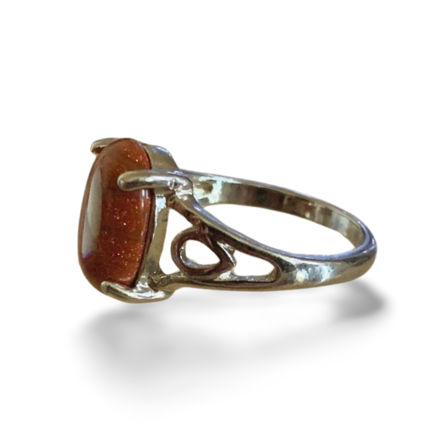 GOLDSTONE SILVER PLATED RING 'R'