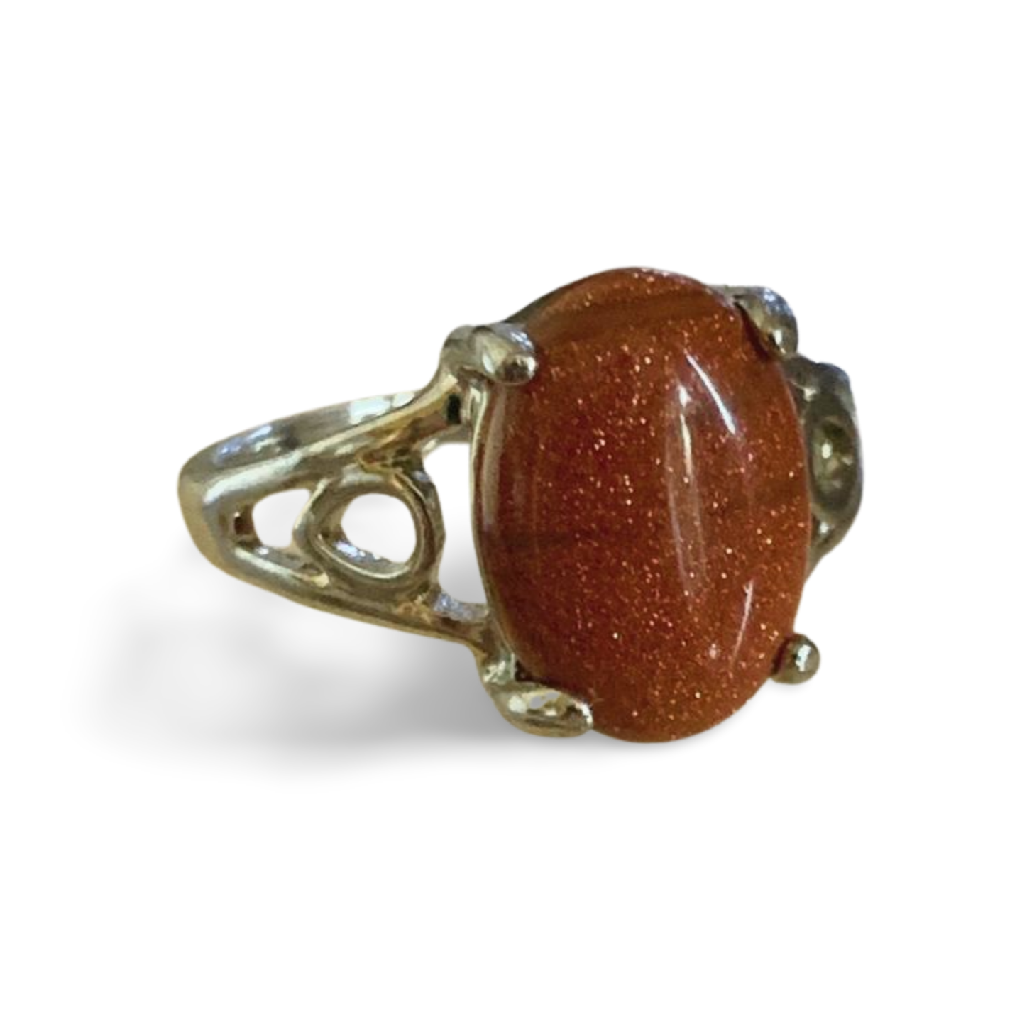 GOLDSTONE SILVER PLATED RING 'R'