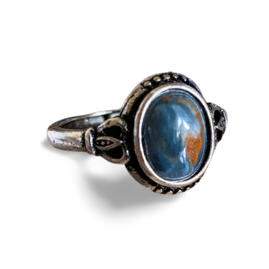 PIETERSITE SILVER PLATED ADJUSTABLE RING