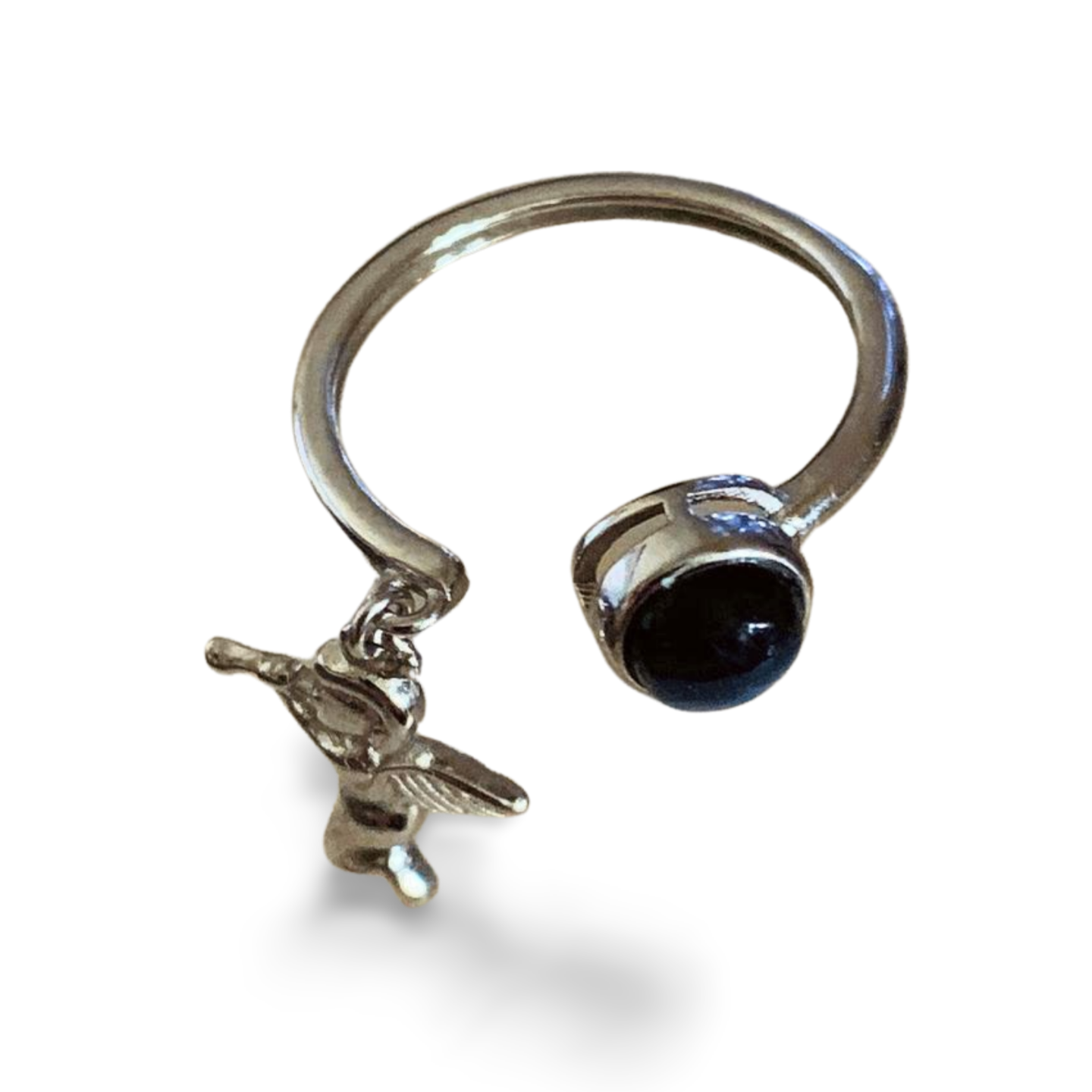 CHERUB PIETERSITE SILVER PLATED ADJUSTABLE FIDGET RING