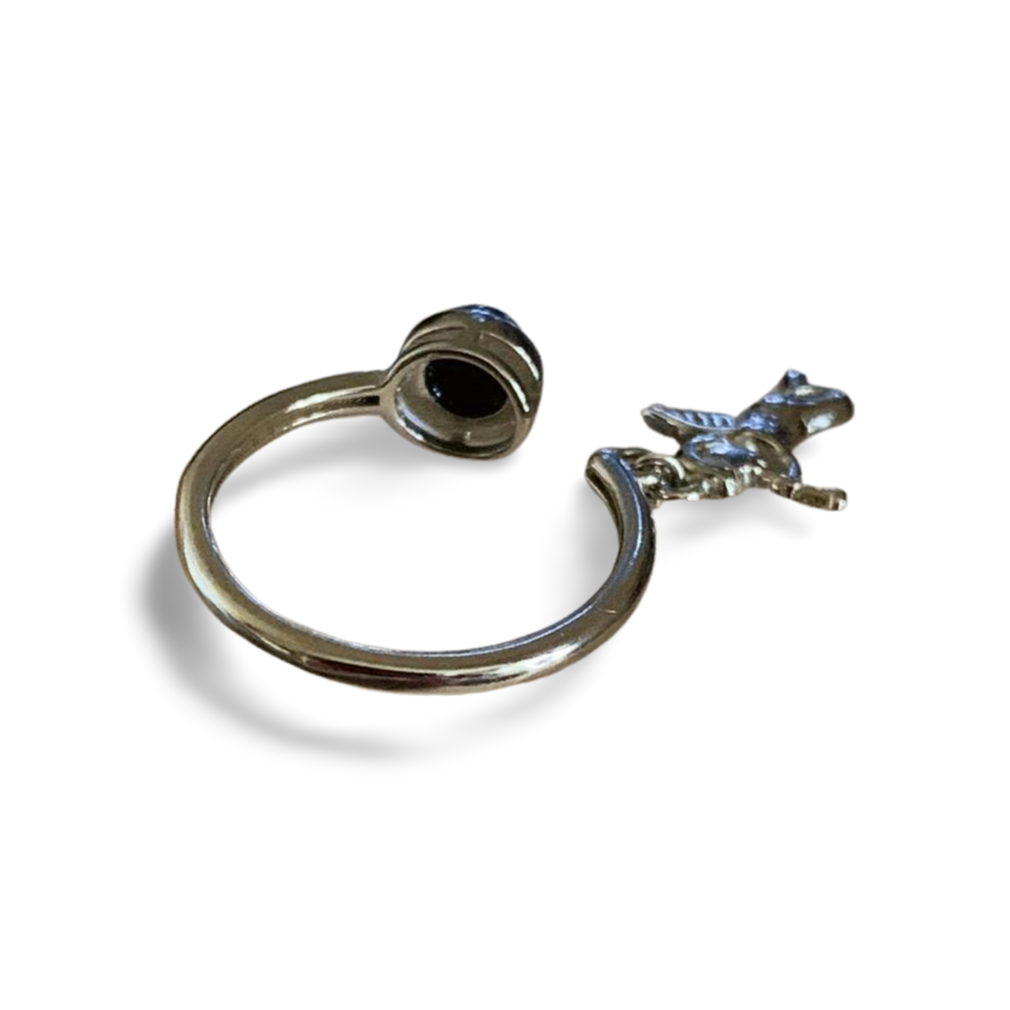 CHERUB PIETERSITE SILVER PLATED ADJUSTABLE FIDGET RING