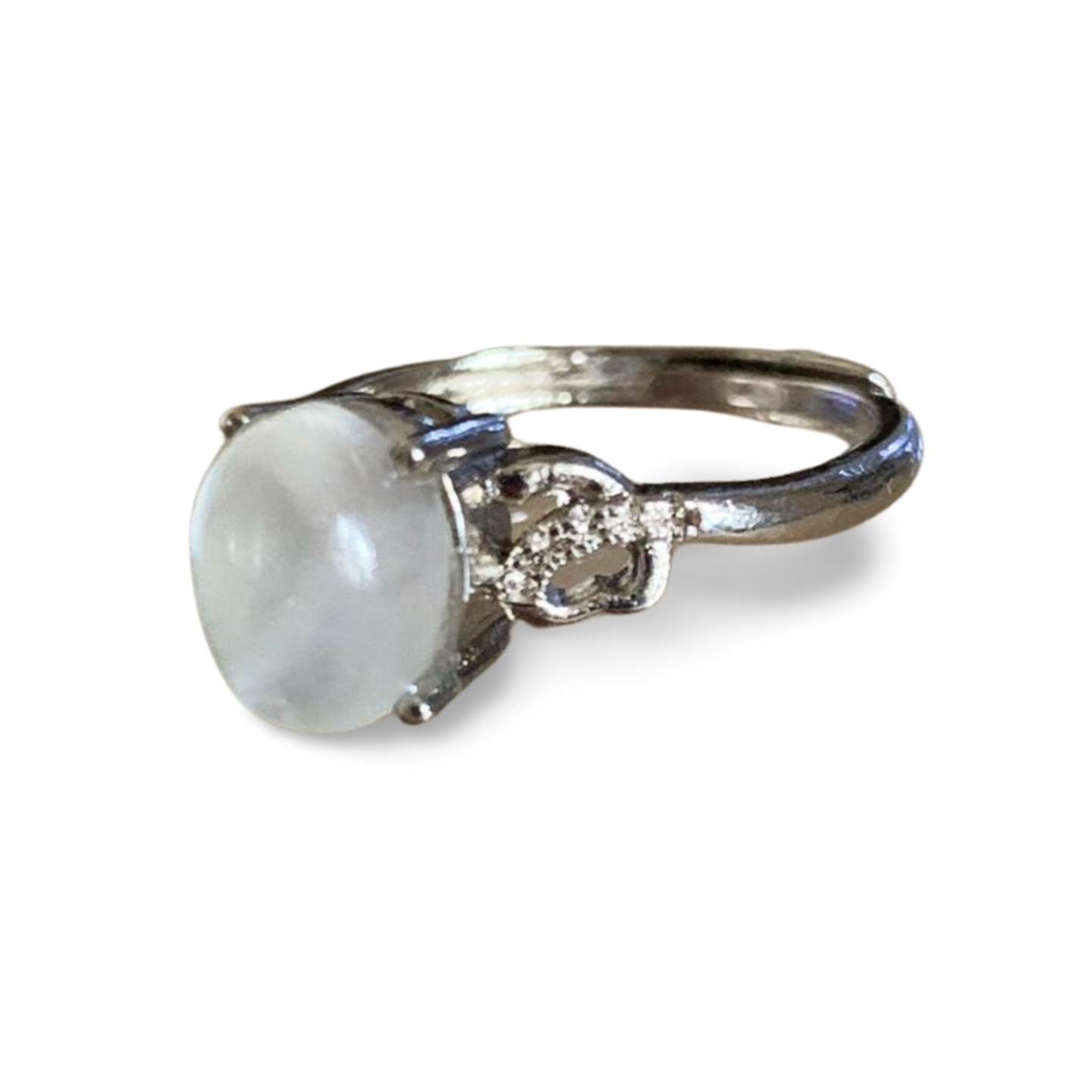 RAINBOW MOONSTONE SILVER PLATED ADJUSTABLE RING