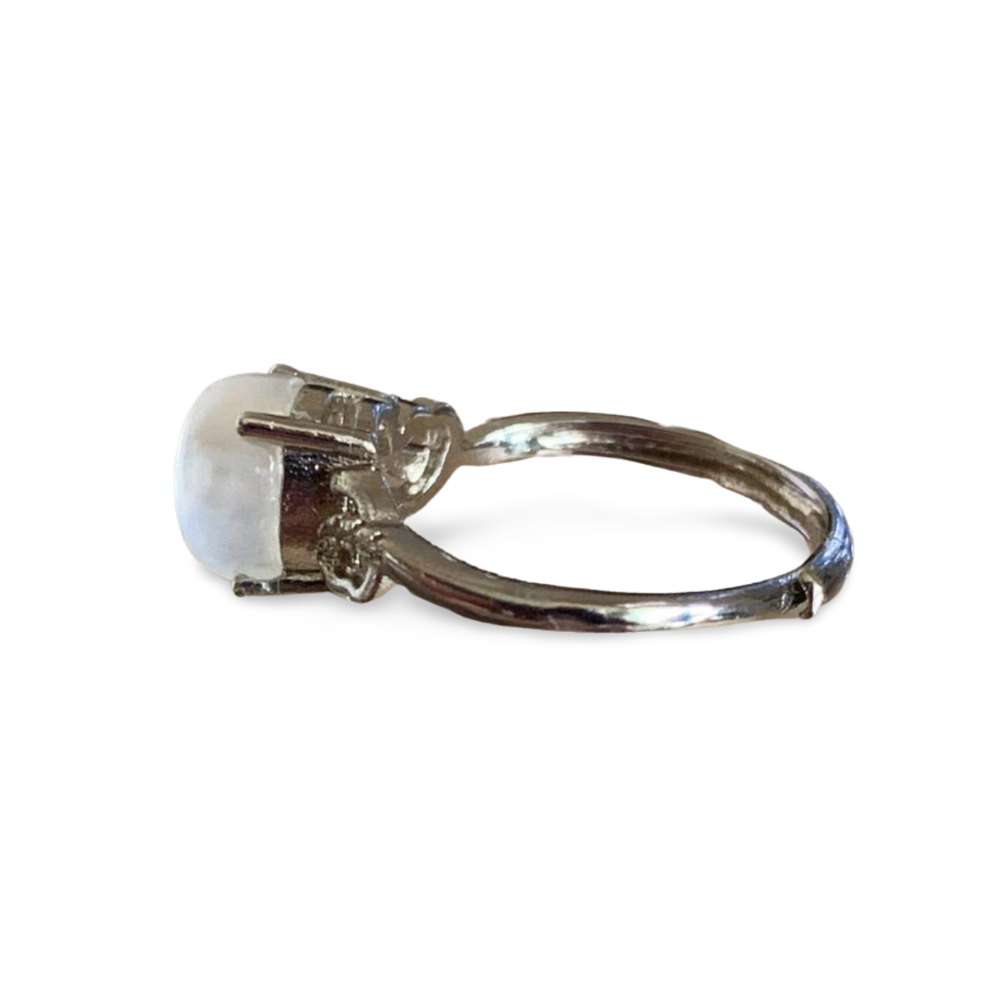 RAINBOW MOONSTONE SILVER PLATED ADJUSTABLE RING