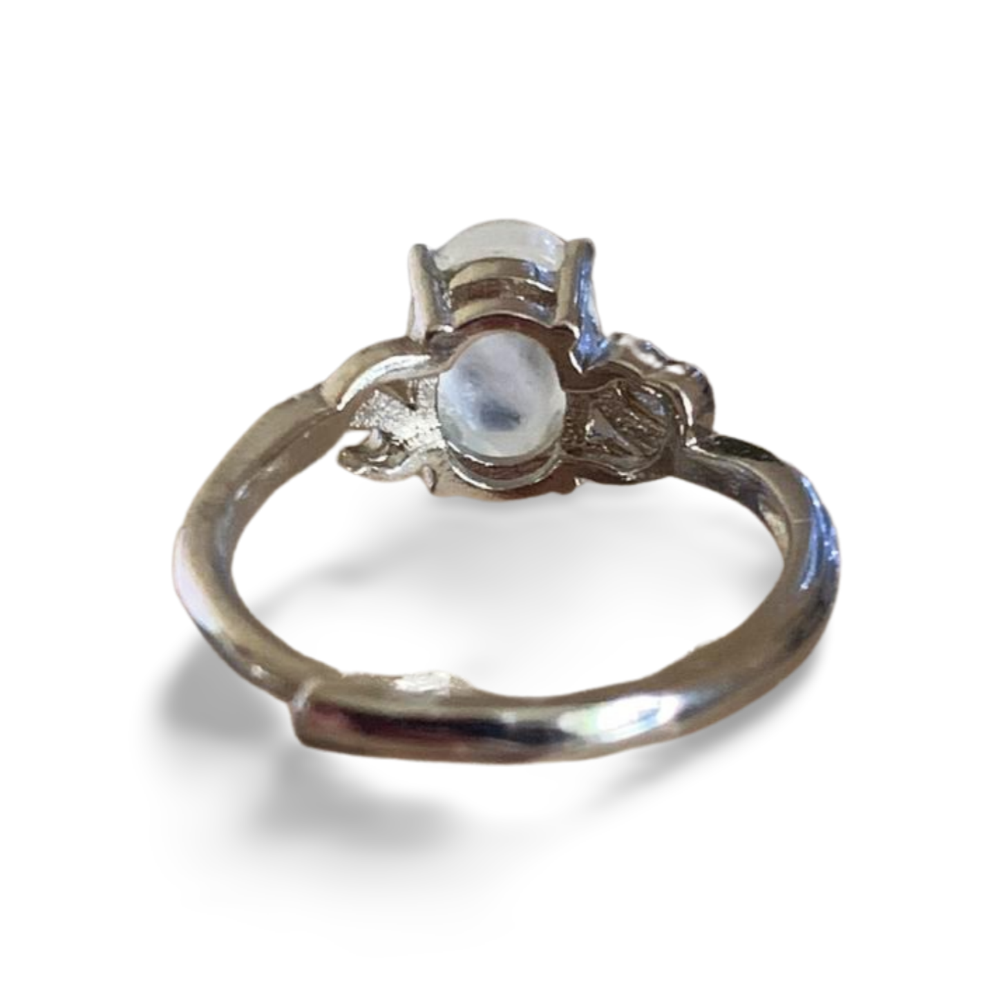 RAINBOW MOONSTONE SILVER PLATED ADJUSTABLE RING