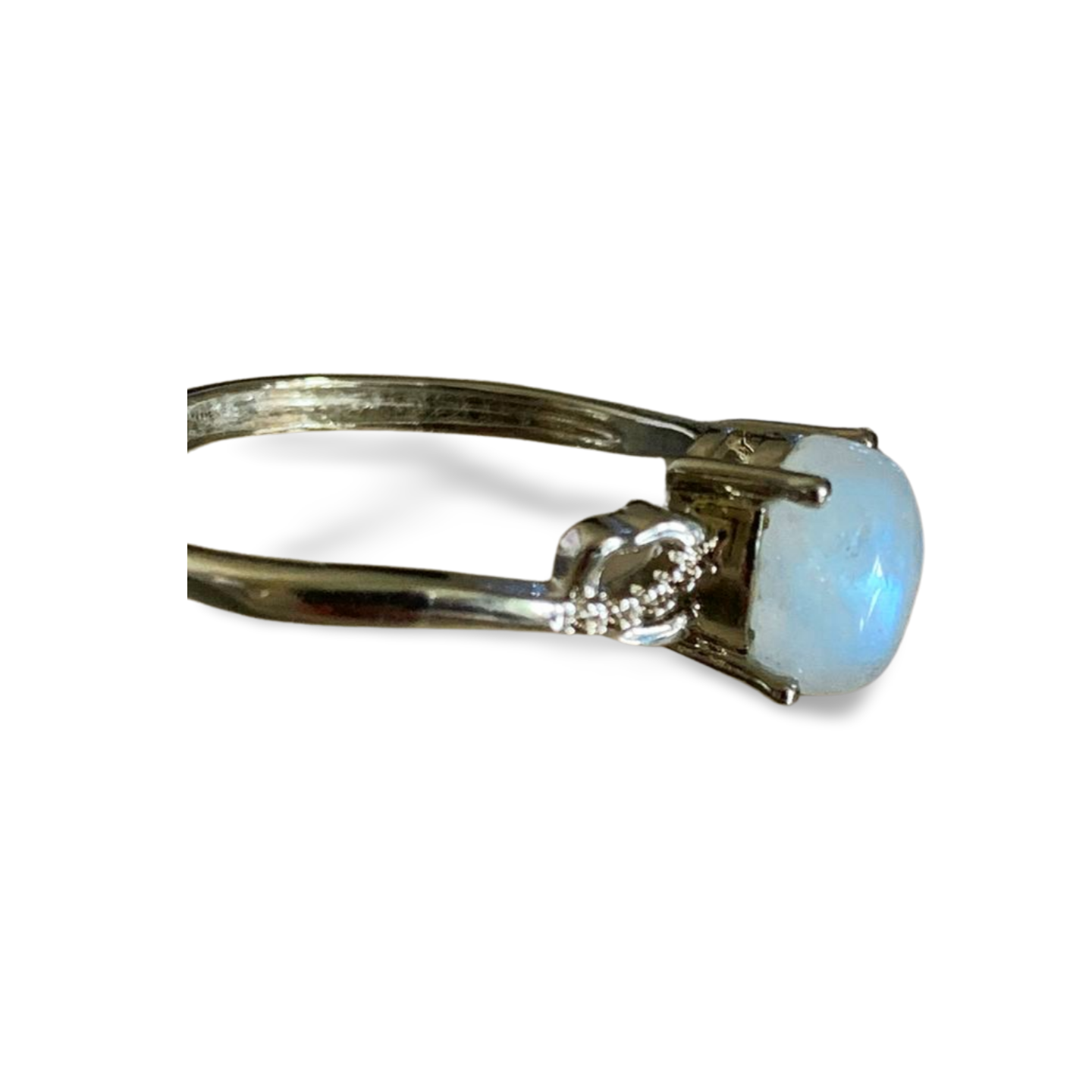 RAINBOW MOONSTONE SILVER PLATED ADJUSTABLE RING