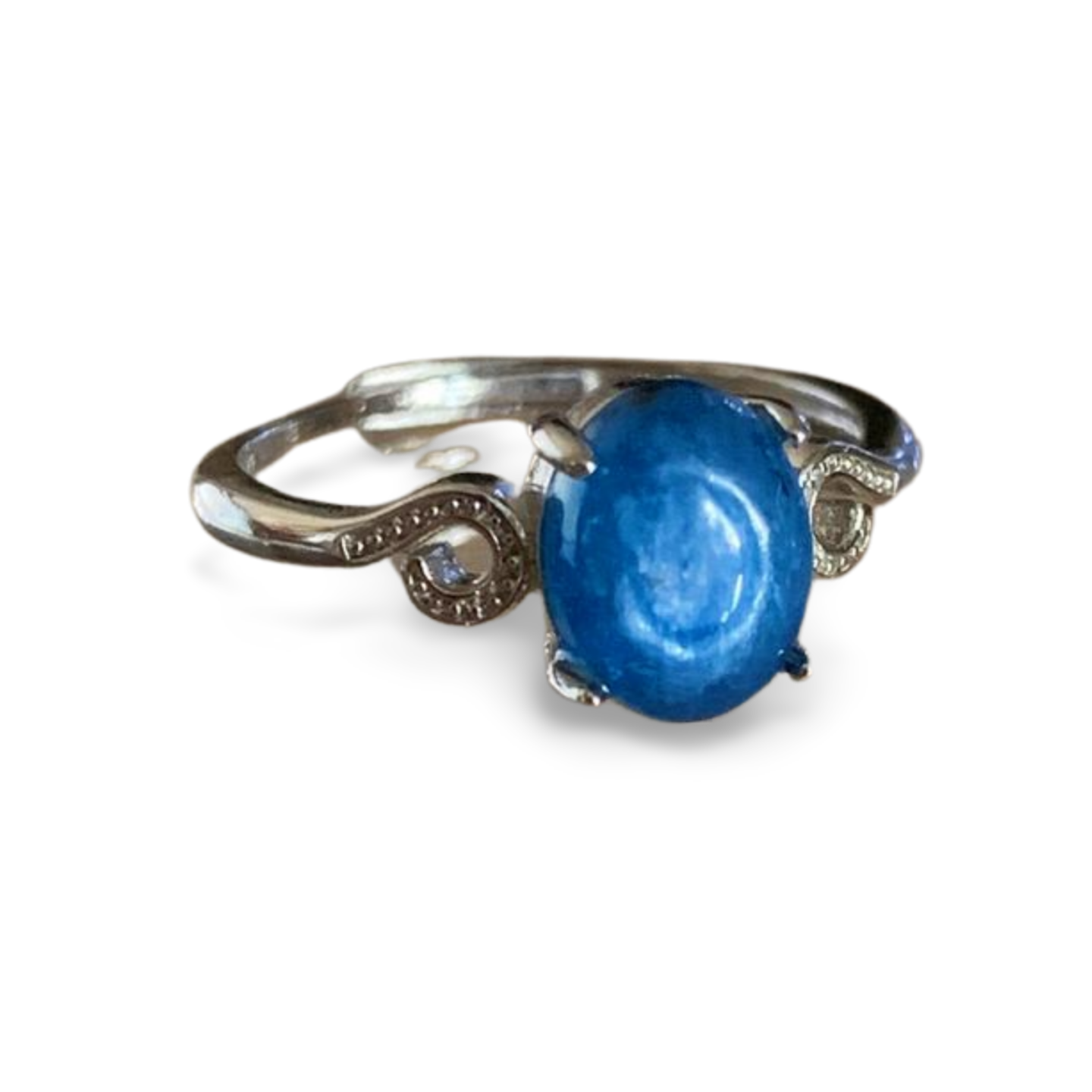 GEMMY BLUE KYANITE SILVER ADJUSTABLE RING