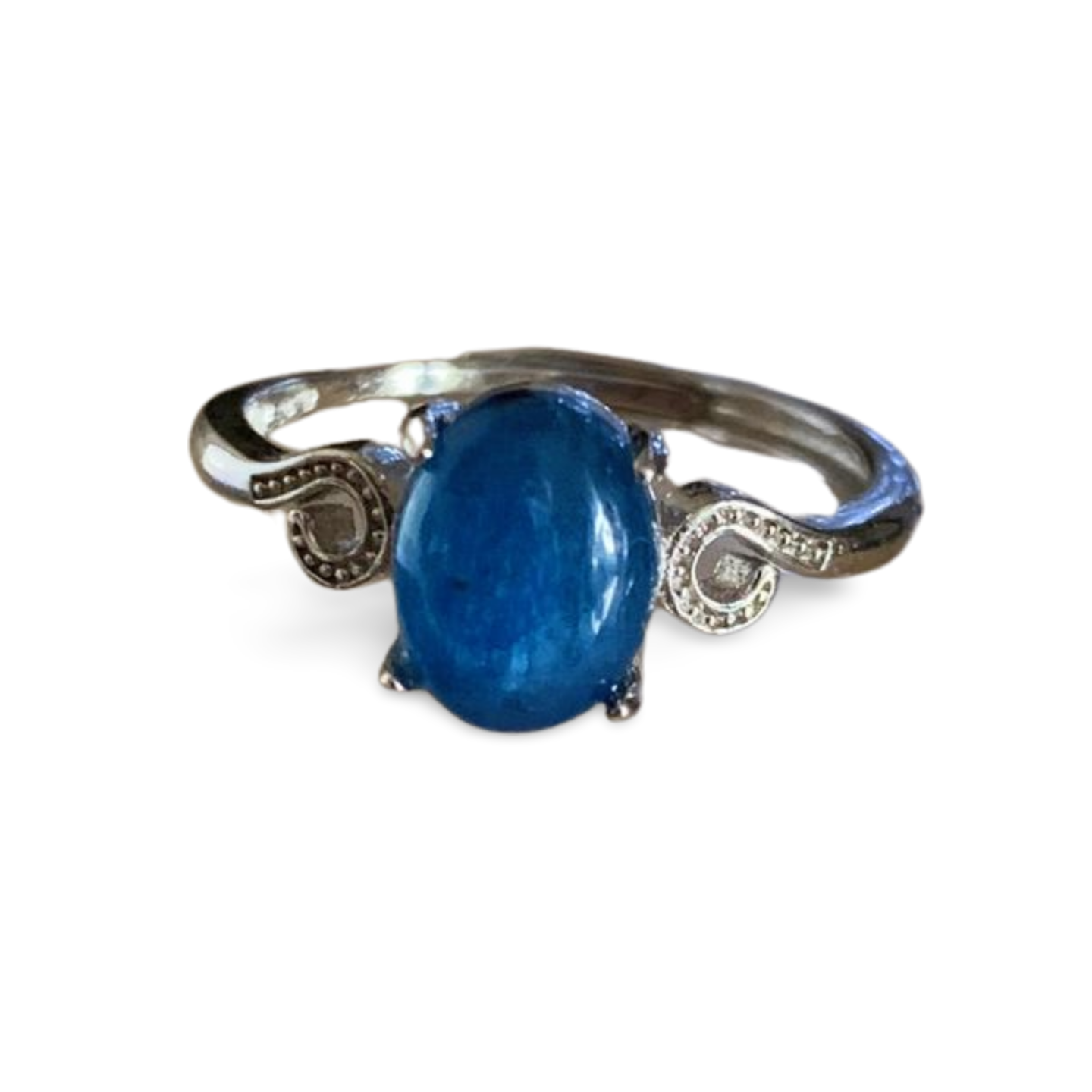 GEMMY BLUE KYANITE SILVER ADJUSTABLE RING