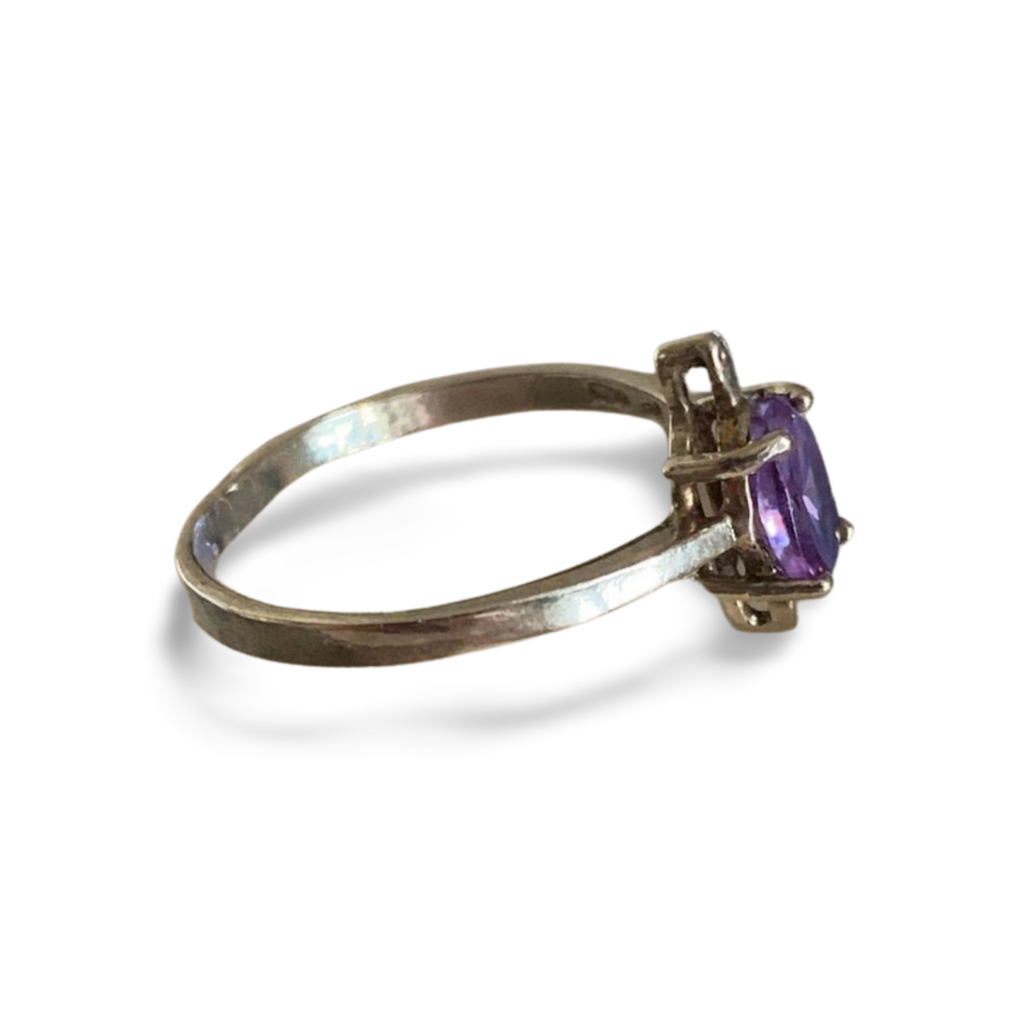 GEM QUALITY AMETHYST SILVER TURTLE RING 'P 1/2'