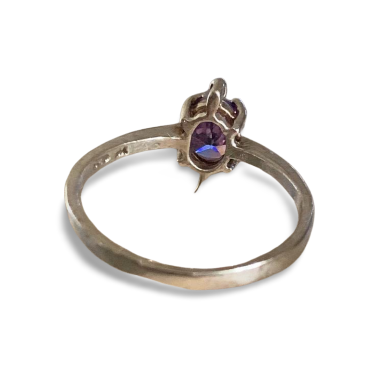 GEM QUALITY AMETHYST SILVER TURTLE RING 'P 1/2'