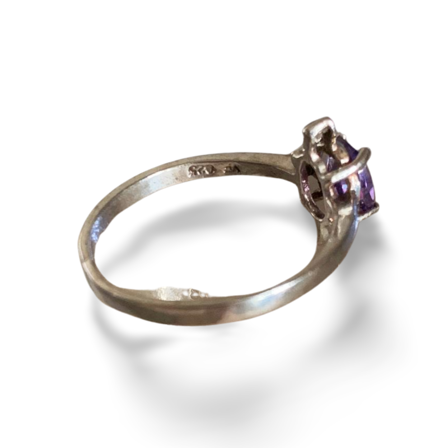 GEM QUALITY AMETHYST SILVER TURTLE RING 'P 1/2'