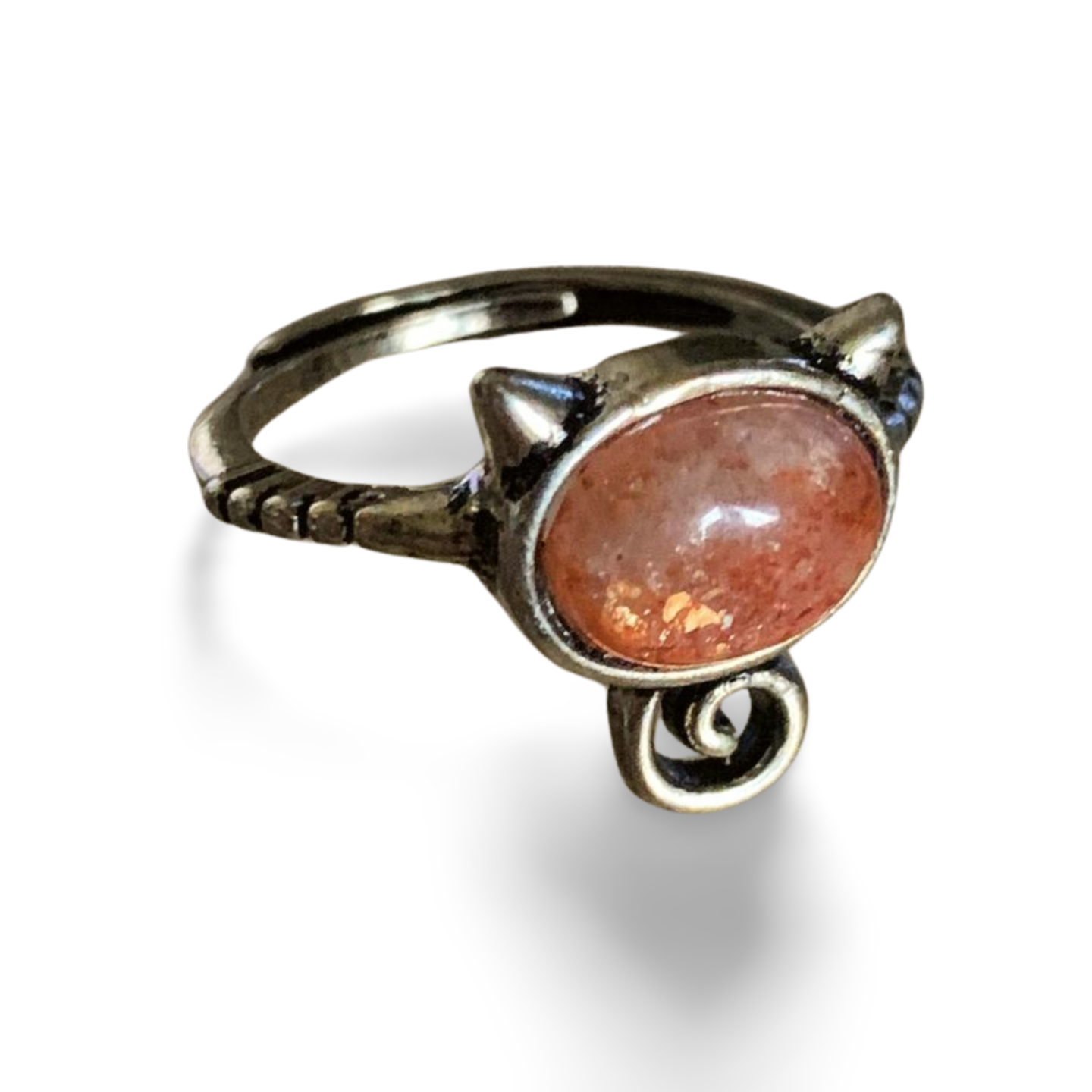 SUNSTONE with RAINBOW LATTICE KITTY CAT RING