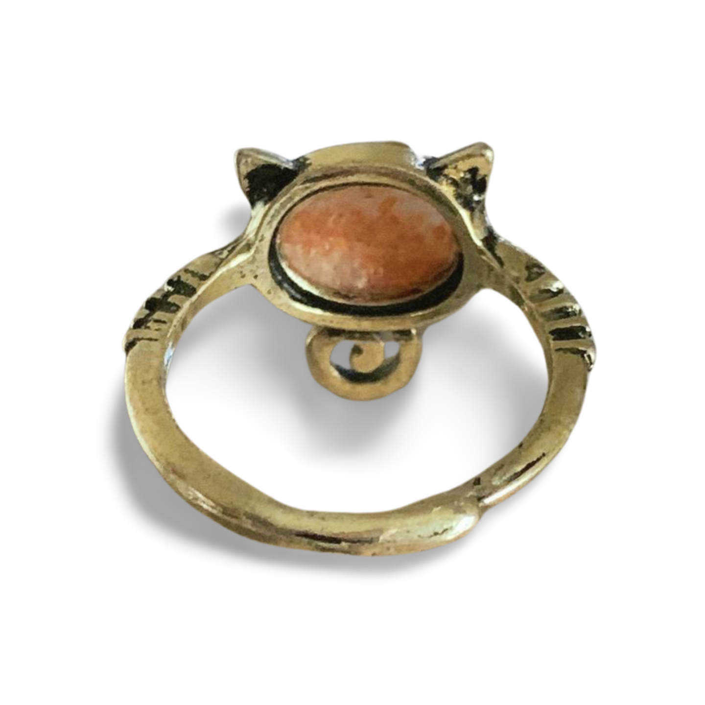 SUNSTONE with RAINBOW LATTICE KITTY CAT RING