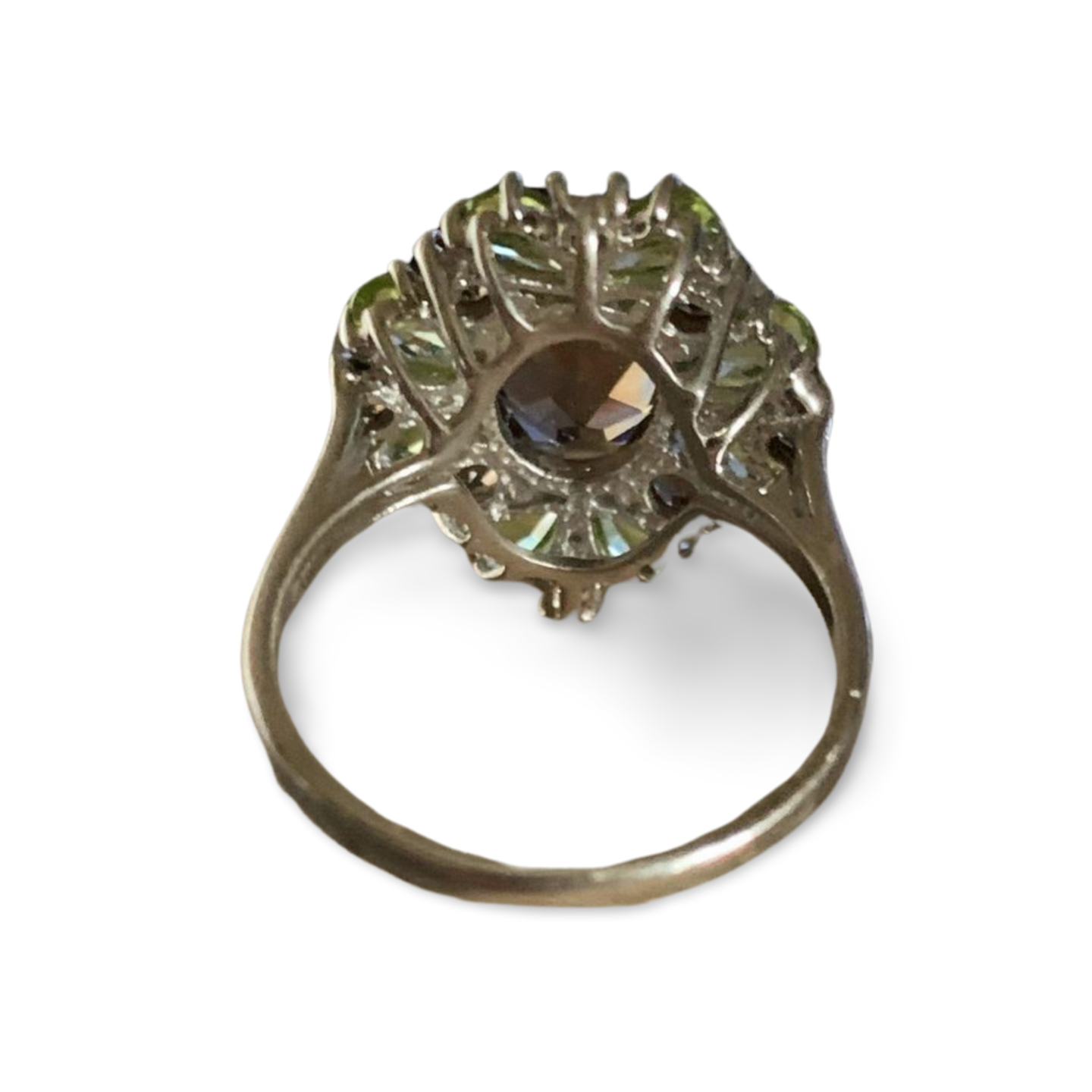 PERIDOT & SMOKY QUARTZ SILVER RING 'O'