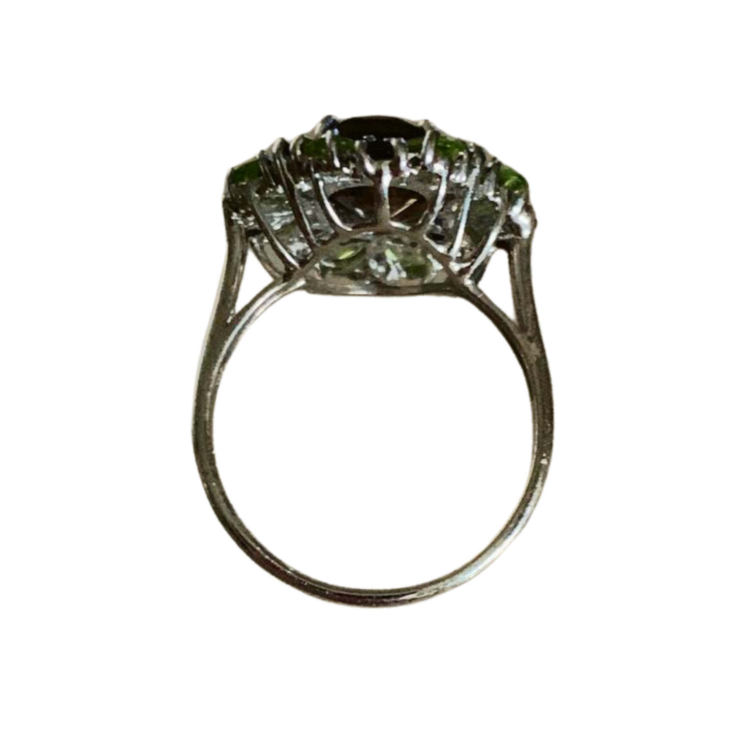 PERIDOT & SMOKY QUARTZ SILVER RING 'O'