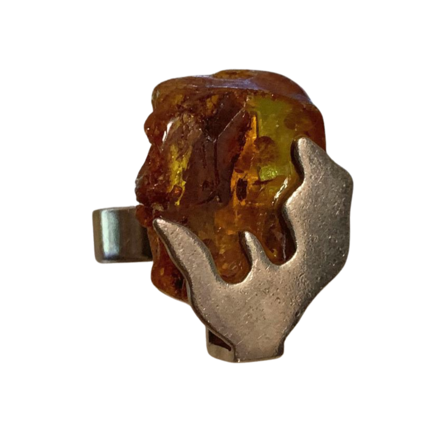 STATEMENT BALTIC AMBER SILVER ADJUSTABLE RING