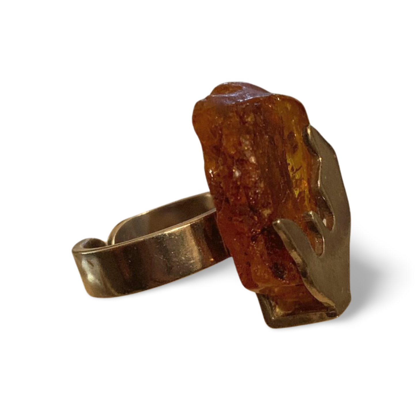 STATEMENT BALTIC AMBER SILVER ADJUSTABLE RING