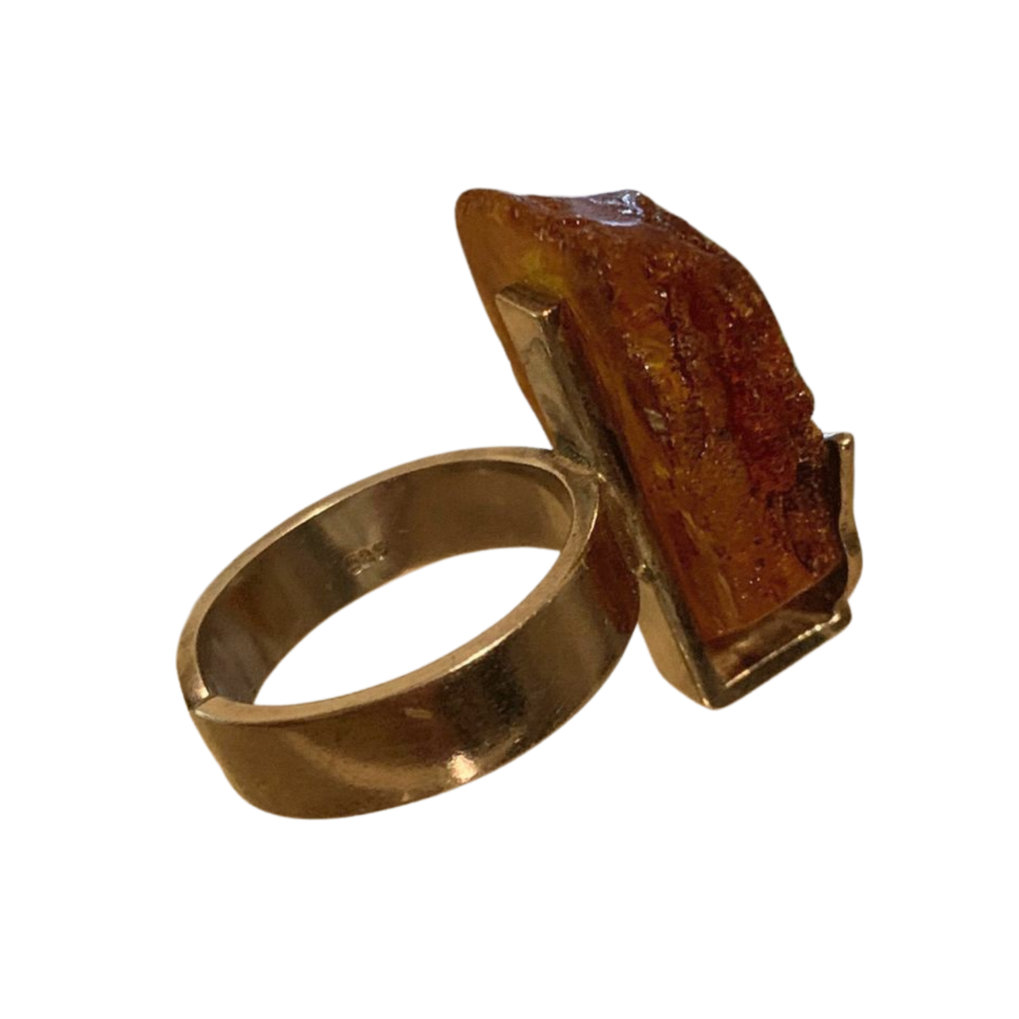 STATEMENT BALTIC AMBER SILVER ADJUSTABLE RING