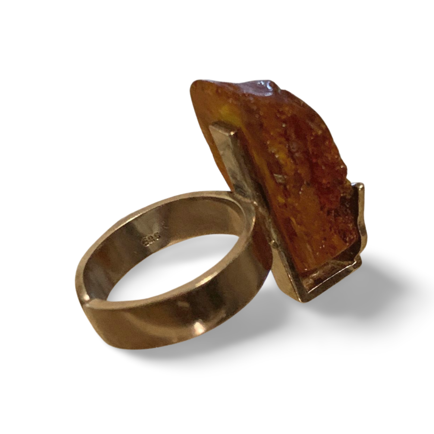 STATEMENT BALTIC AMBER SILVER ADJUSTABLE RING