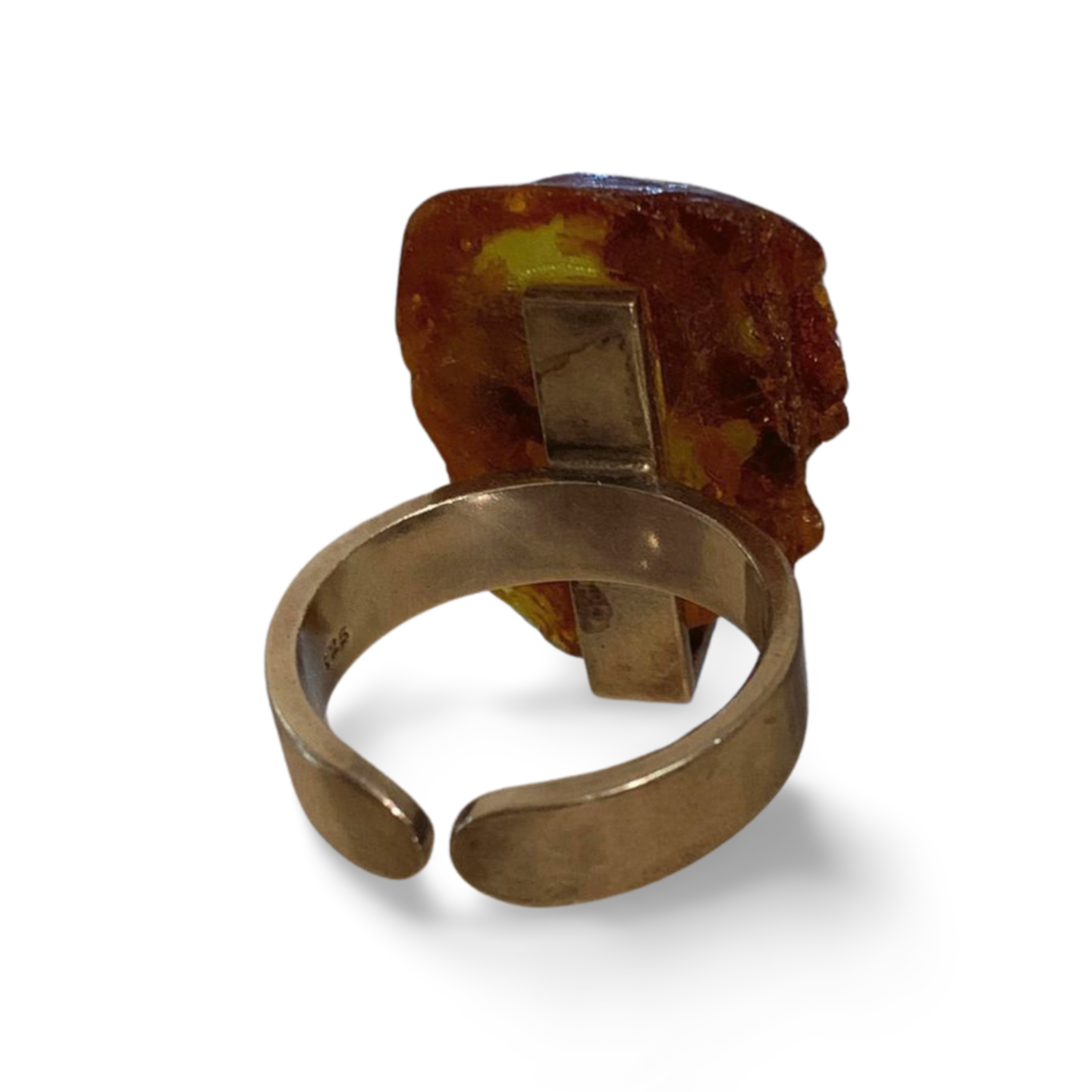 STATEMENT BALTIC AMBER SILVER ADJUSTABLE RING