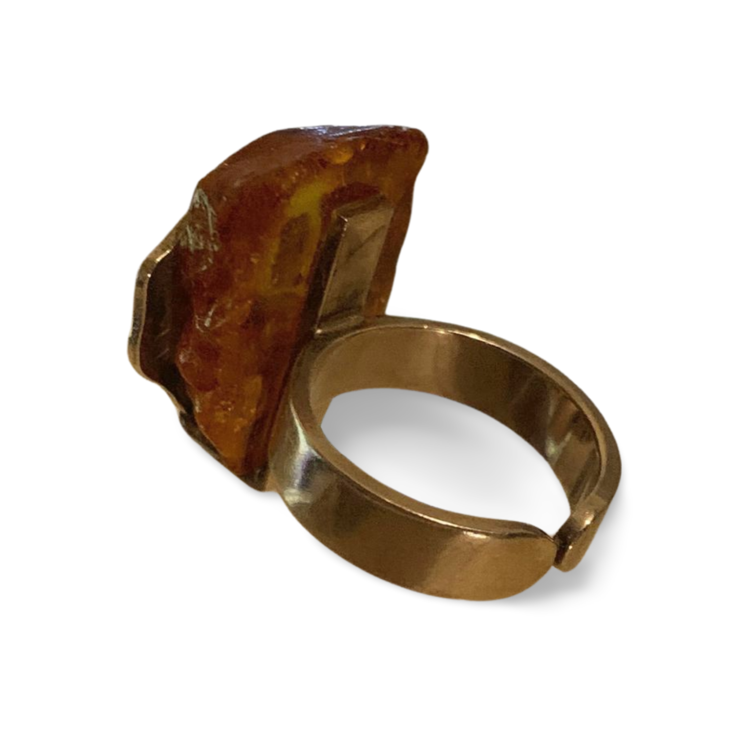 STATEMENT BALTIC AMBER SILVER ADJUSTABLE RING