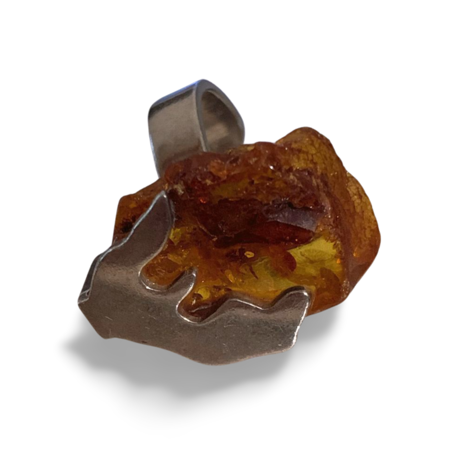 STATEMENT BALTIC AMBER SILVER ADJUSTABLE RING