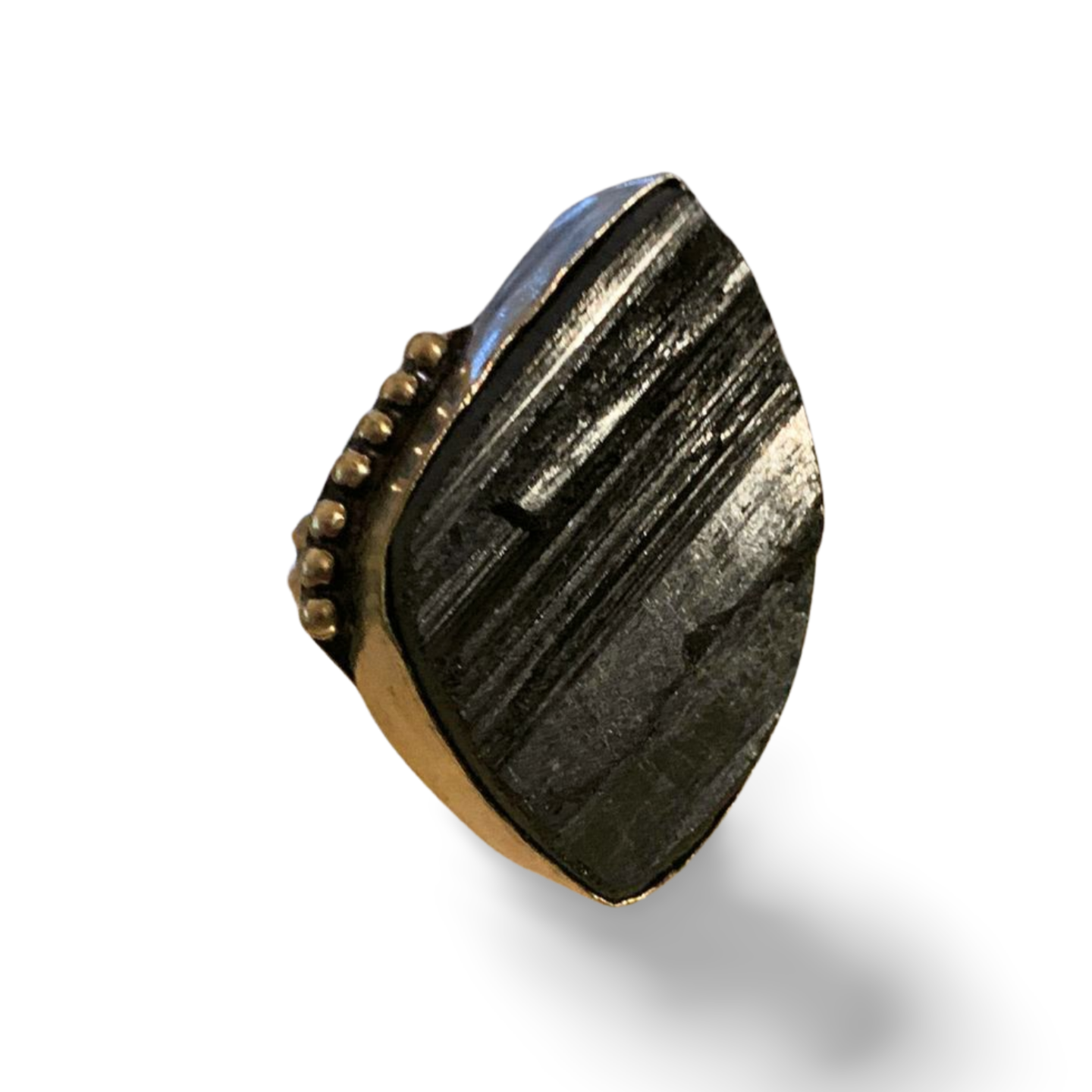 STATEMENT BLACK TOURMALINE SILVER RING 'Q'