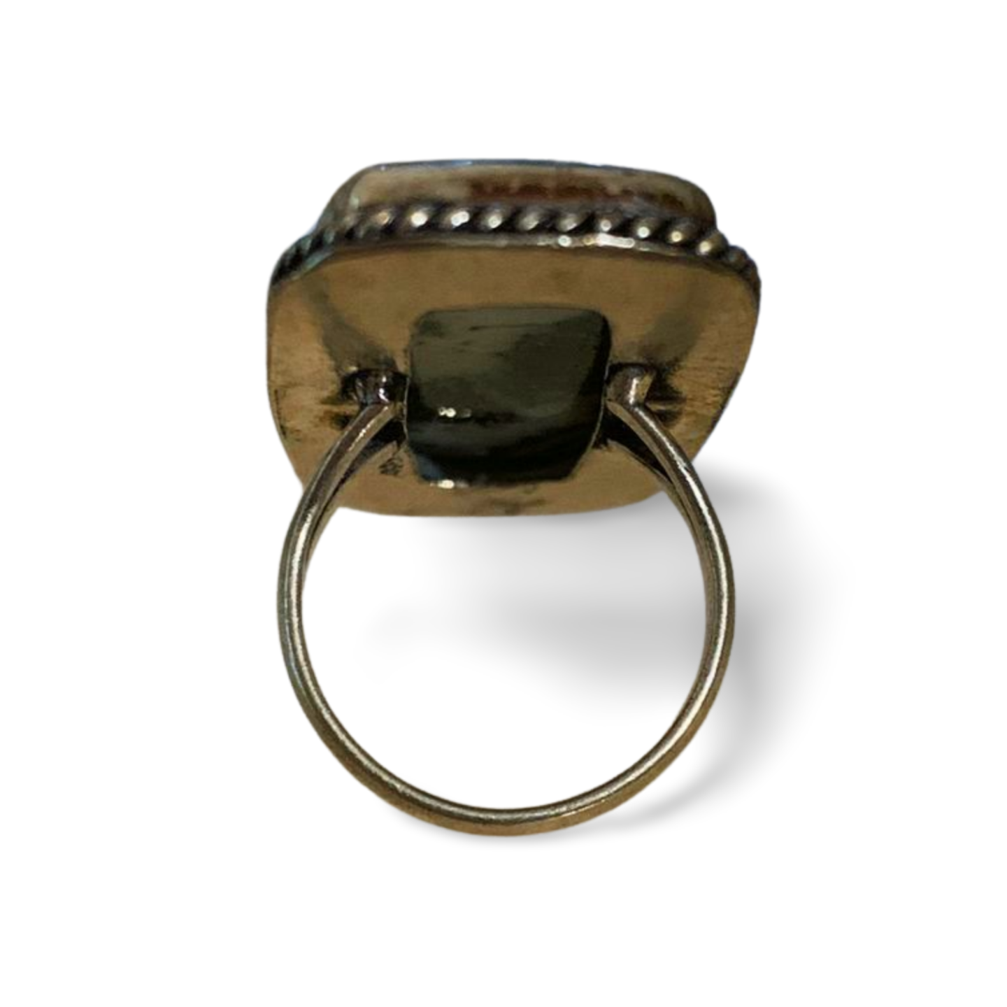 STATEMENT MOSS AGATE SILVER RING 'L'