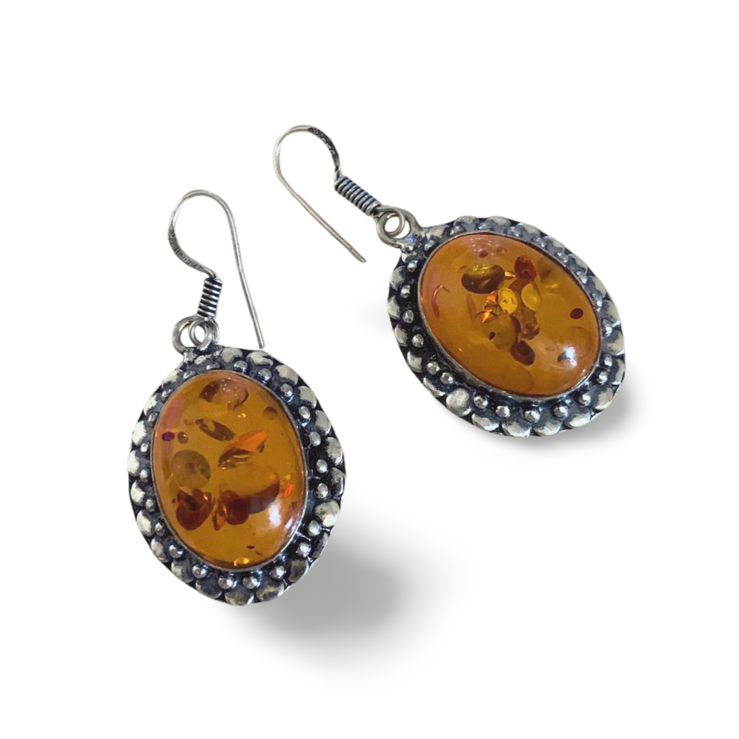 STATEMENT AMBER SILVER EARRINGS