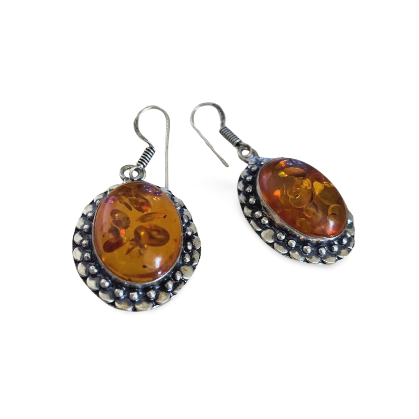 STATEMENT AMBER SILVER EARRINGS