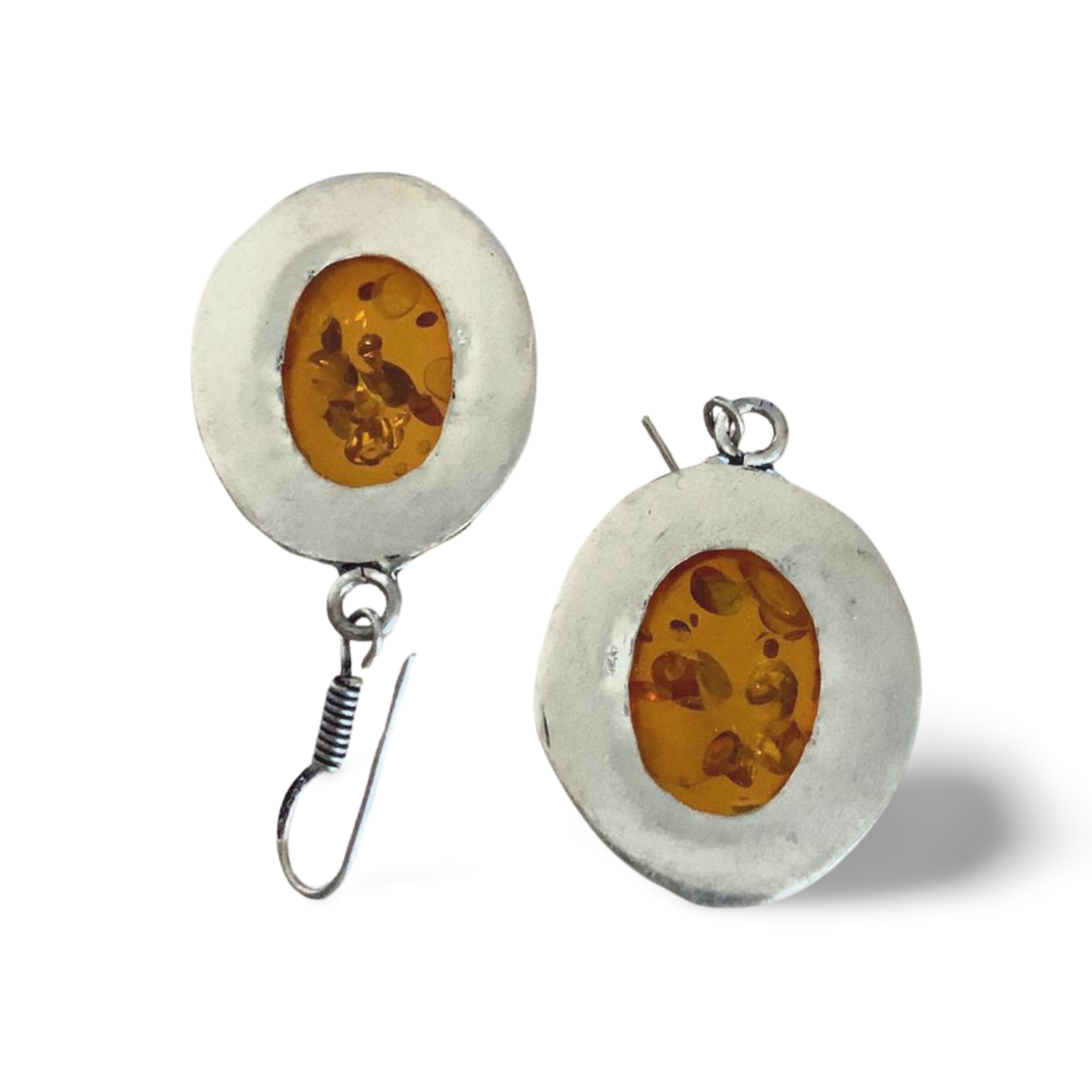 STATEMENT AMBER SILVER EARRINGS