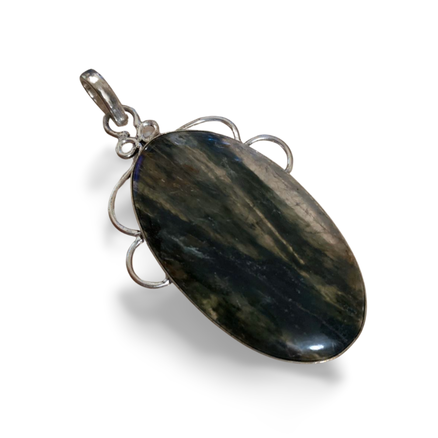 CHLORITE in QUARTZ STATEMENT SILVER PENDANT