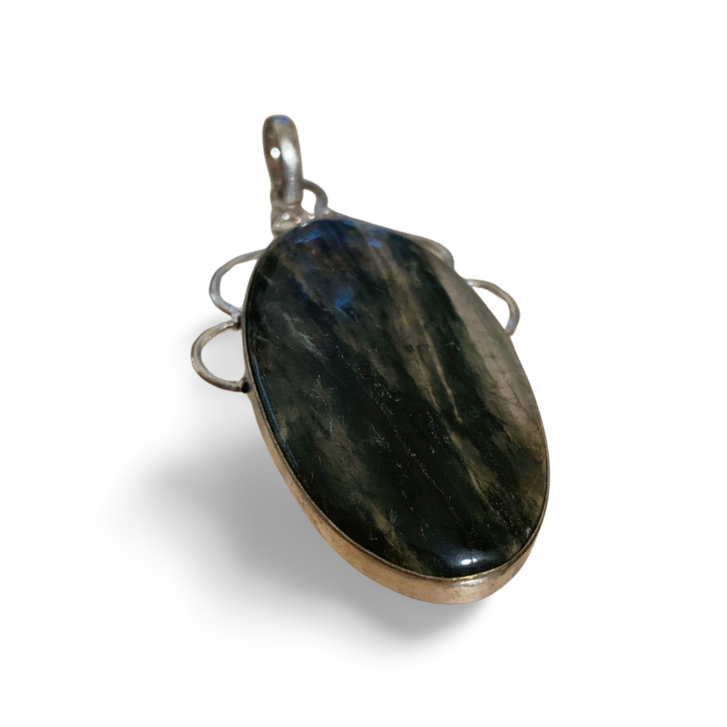 CHLORITE in QUARTZ STATEMENT SILVER PENDANT