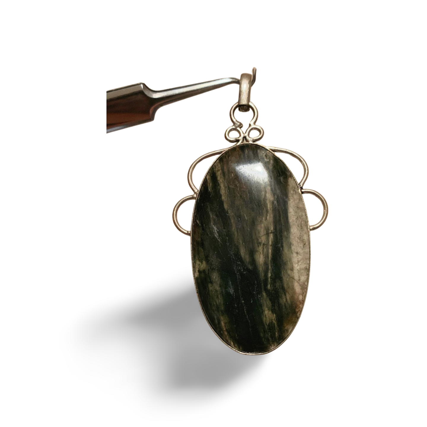 CHLORITE in QUARTZ STATEMENT SILVER PENDANT