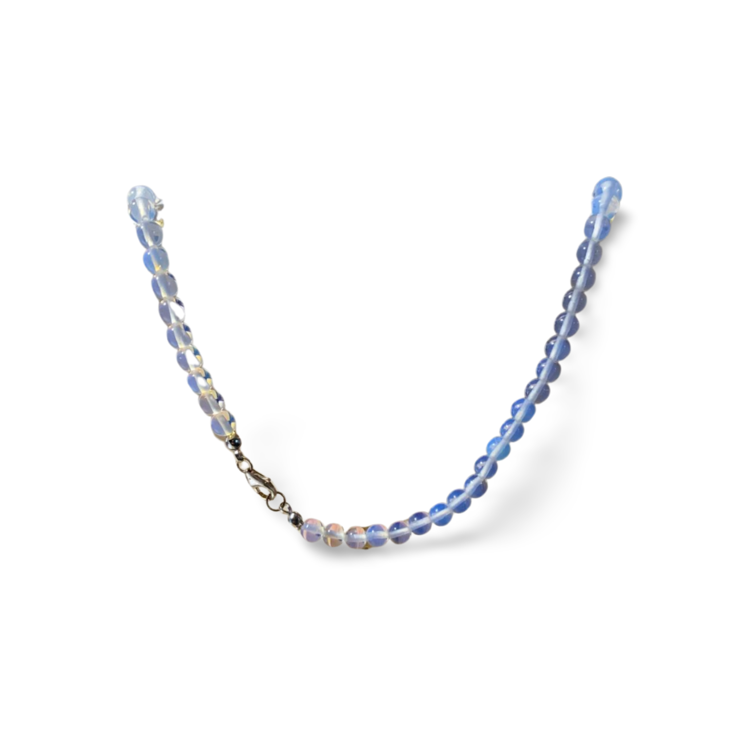 OPALITE BEADED SILVER NECKLACE