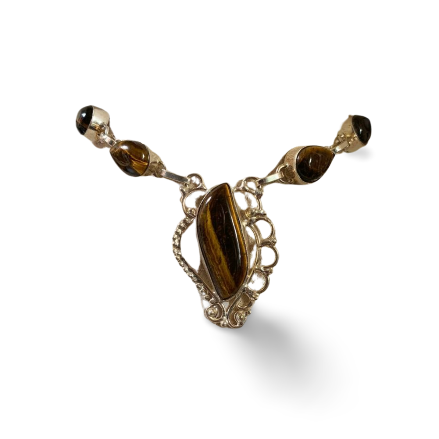 TIGER EYE SILVER HANDMADE NECKLACE