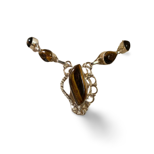 TIGER EYE SILVER HANDMADE NECKLACE