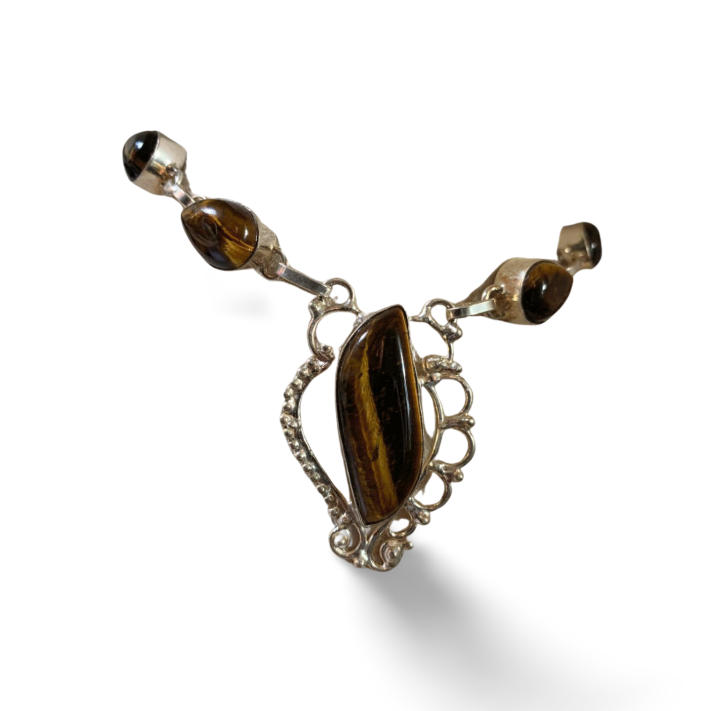 TIGER EYE SILVER HANDMADE NECKLACE