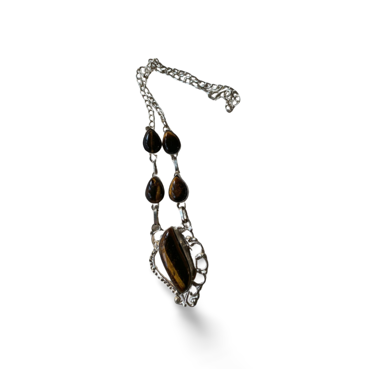 TIGER EYE SILVER HANDMADE NECKLACE