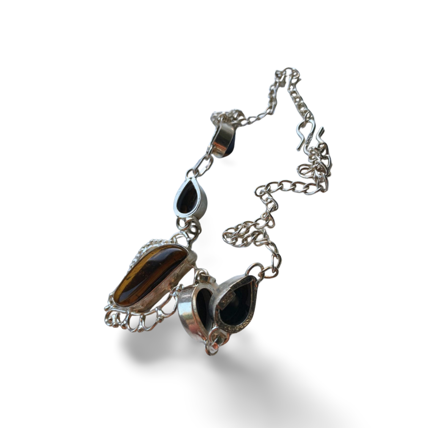 TIGER EYE SILVER HANDMADE NECKLACE