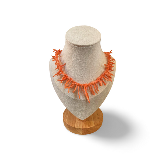 NATURAL POLISHED CORAL BRANCH STATEMENT NECKLACE